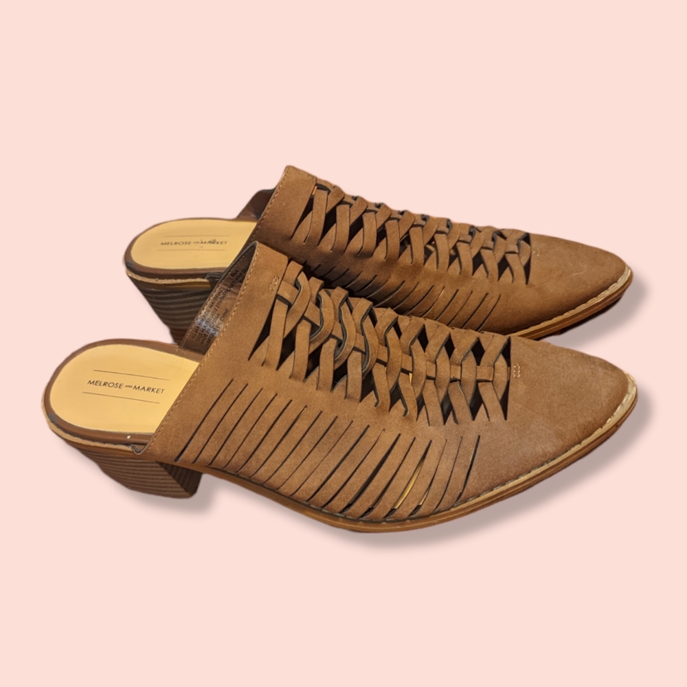 Melrose and Market Woven Heeled Mules